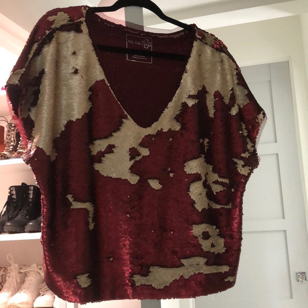 Red and gold sequin top
